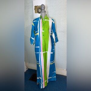 Catherine Ogust Penthouse Gallery Shift Dress Multi-Color Geometric Block Print